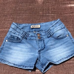 Blue Spice Womens High Waisted 2 1/2" Denim Shorts